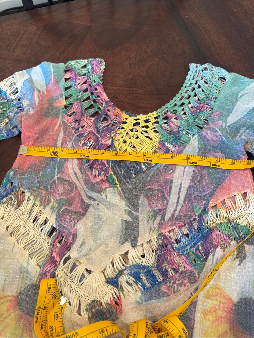 Dor Dor Boho Couture Multi-Color Crochet/Macrame Floral Top - Women's Size S - Picture 7 of 16